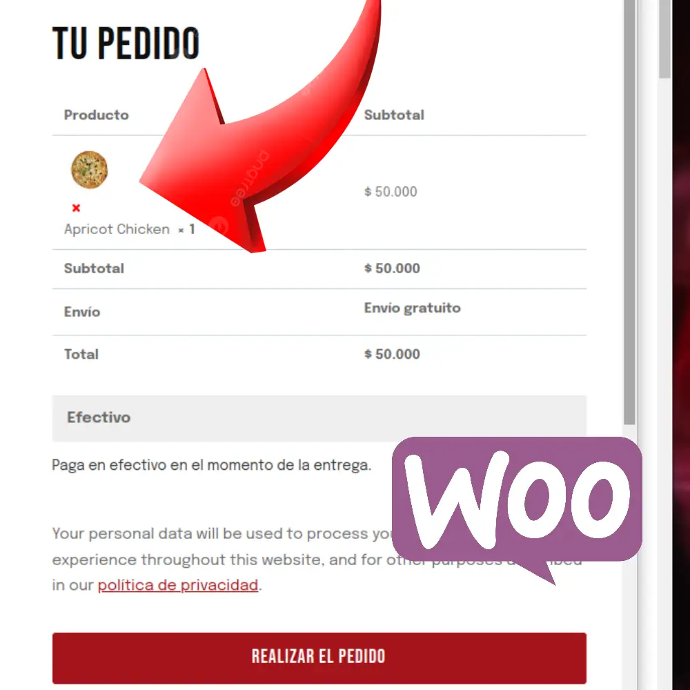 Código para quitar productos desde el checkout de woocommerce